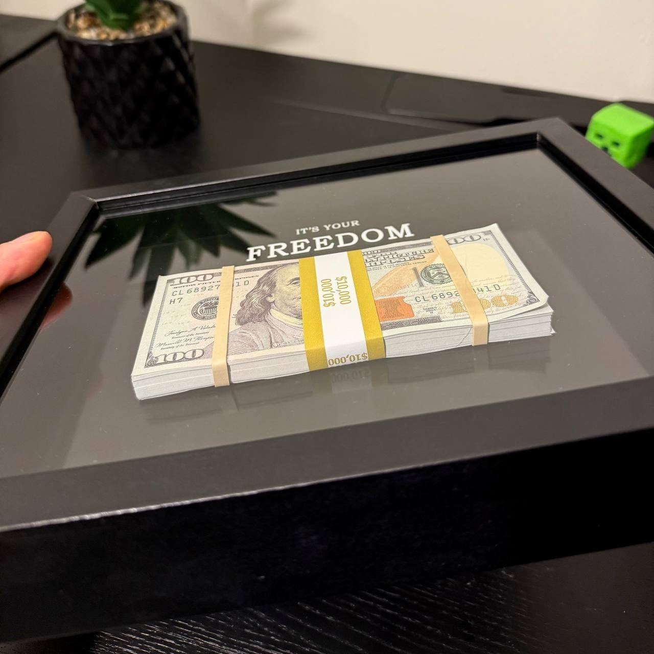 Motivational Money Frame – $10,000 Framed Cash, Office Decor and Business Gift