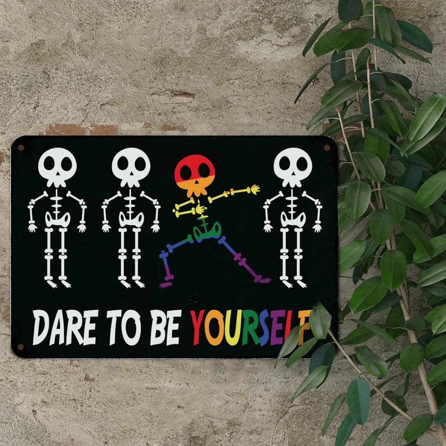 To Be Yourself LGBT Pride Metal Sign Equality Lesbian Gay LGBTQ Signs Rainbow