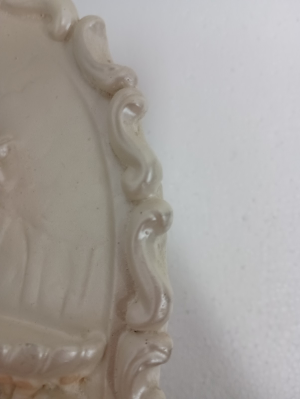 VTG Chalkware Pearlized 3D Wall Plaque Girl Cherubs & Deer Mid Century Modern