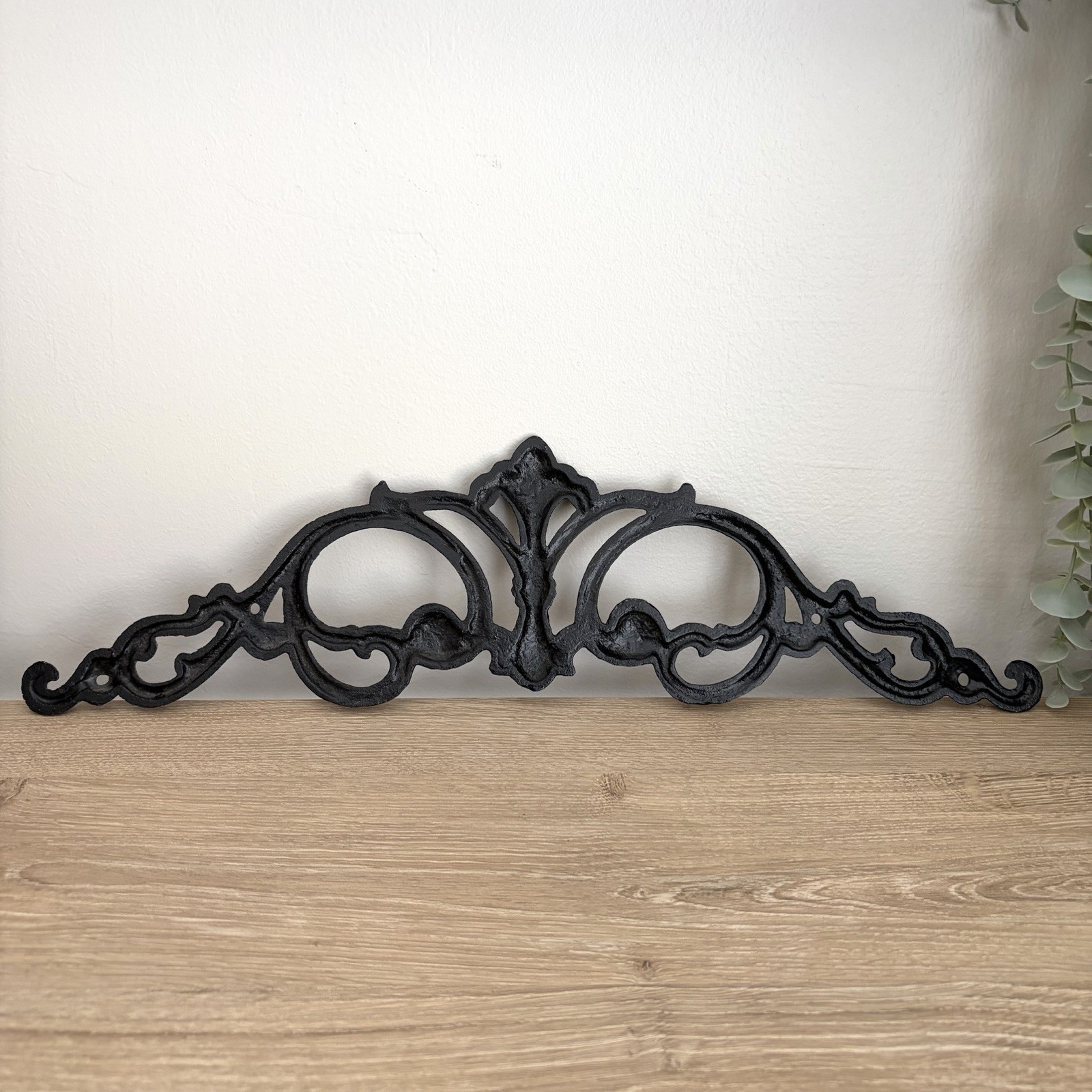 Cast Iron Fleur De Lis Wall Decor Door Topper 18″ Black Ornate Farmhouse Country