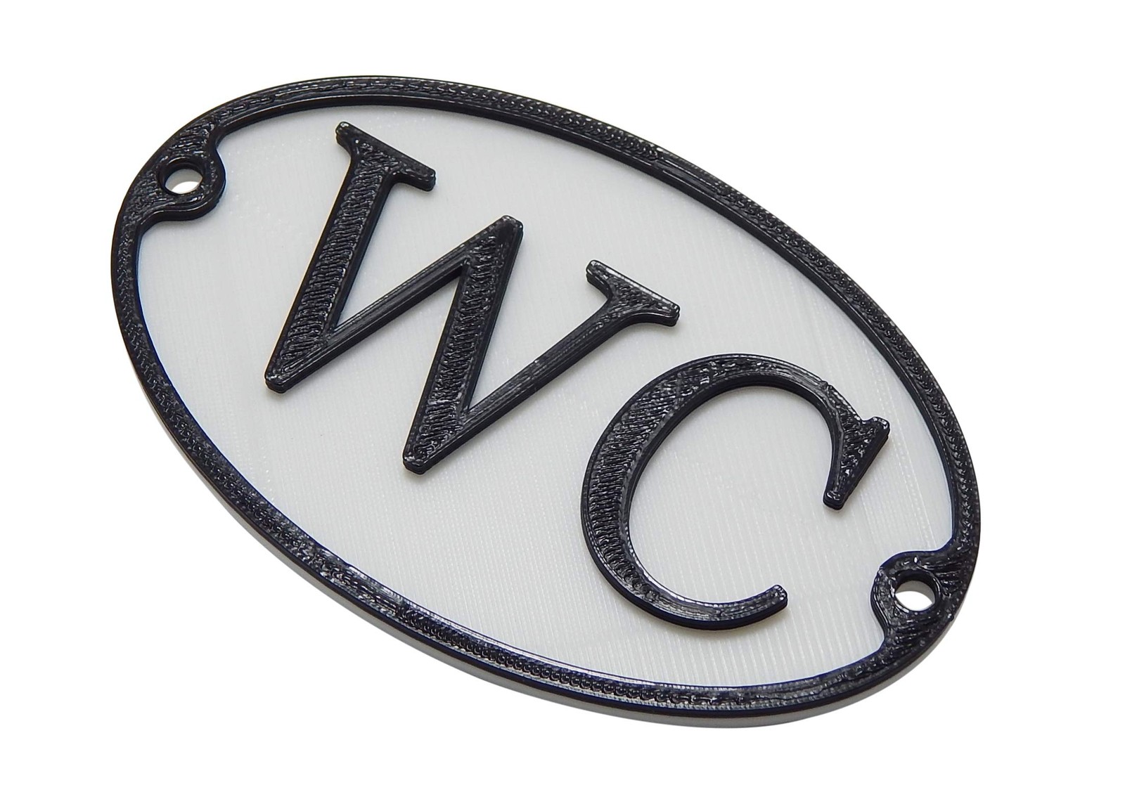 Medallurgy French WC Toilet 4″ x 2 1/2″ x 3/16″, White With Black Lettering