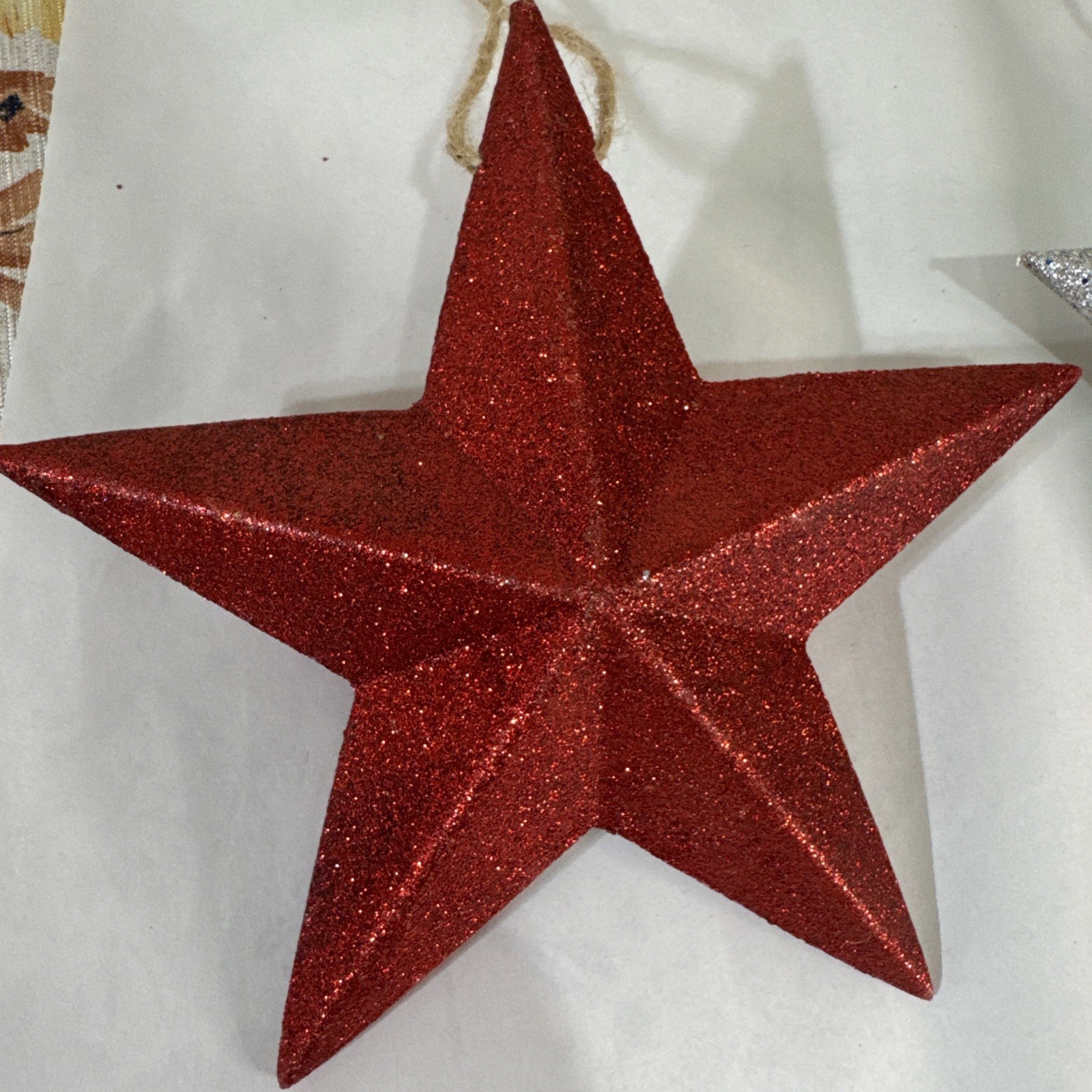 Decorative Glitter Hanging Stars 7” Set of 3 Red, Blue & Mixed Silver Decorative