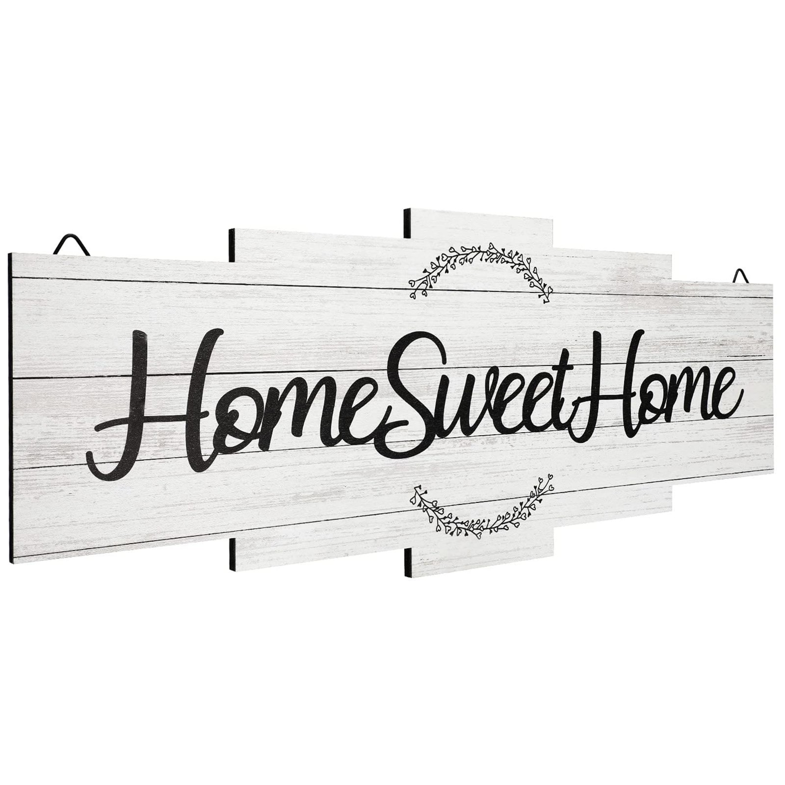 Home Sweet Home Rustic Wood Wall Sign Farmhouse Bedroom Living Room Decor White