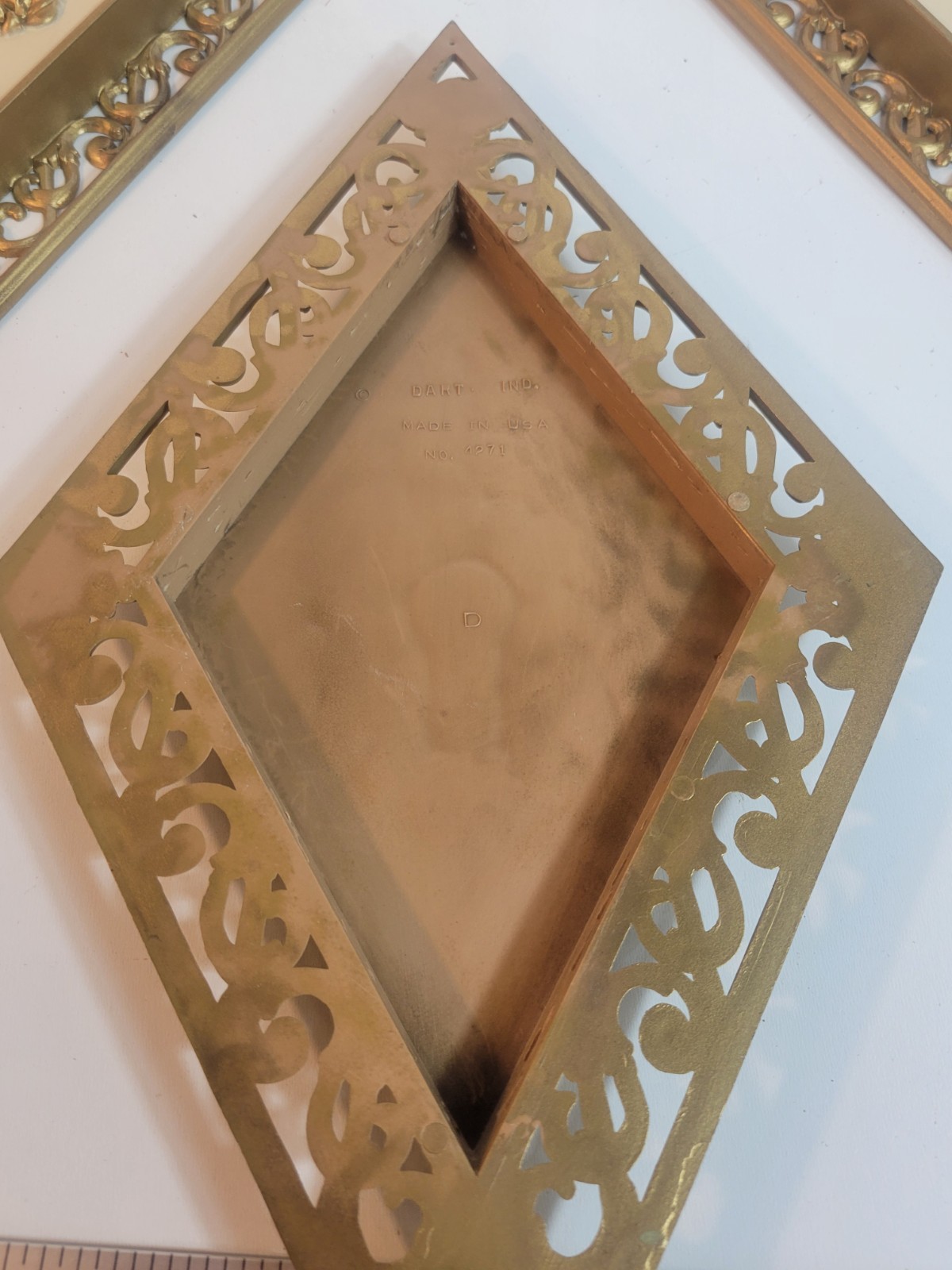 Dart Homco Diamond Shaped Floral Gold Ornate Wall Plaques Set Of 4 Hollywood MCM