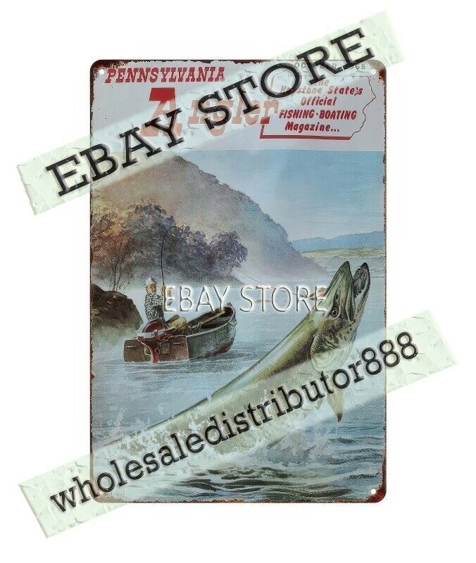 1968 Pennsylvania sporting Fishing man cave essentials metal tin sign wall art