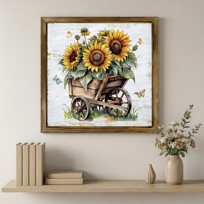 2D Wooden Sign Beautiful Sunflower Wall Art Vintage Bedroom Room Home Decor Gift