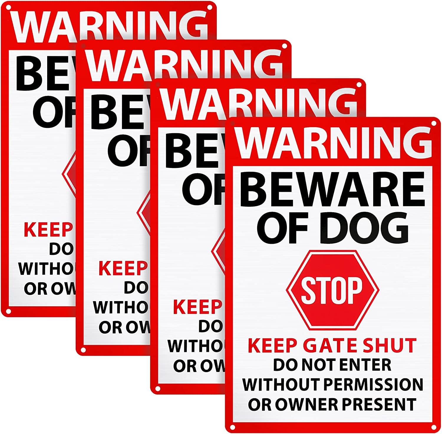 4 Pcs Warning Beware of Dog Sign 10 X 7 Inch Do Not Enter Metal Signs No Trespas