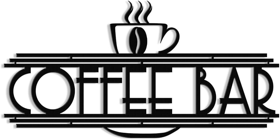 Black Metal Coffee Bar Sign for Wall Coffee Signs for Cafe Station Cafe Wall