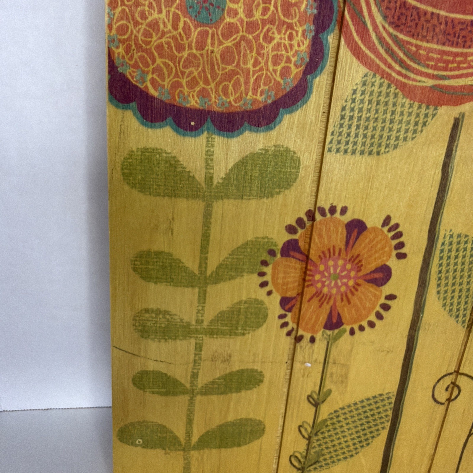 2 Wendy MacFarlane Floral Bohemian Wood Wall Decor Plaque 11.5 Inches Square