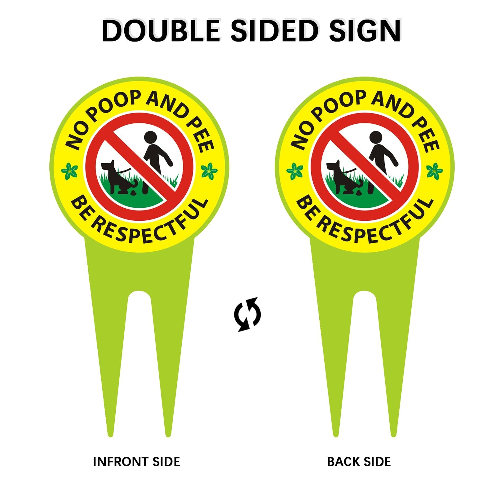 No Dog Poop Sign 2 Pack, Double Sided – Be Respectful/No Poop and Pee, Protec…