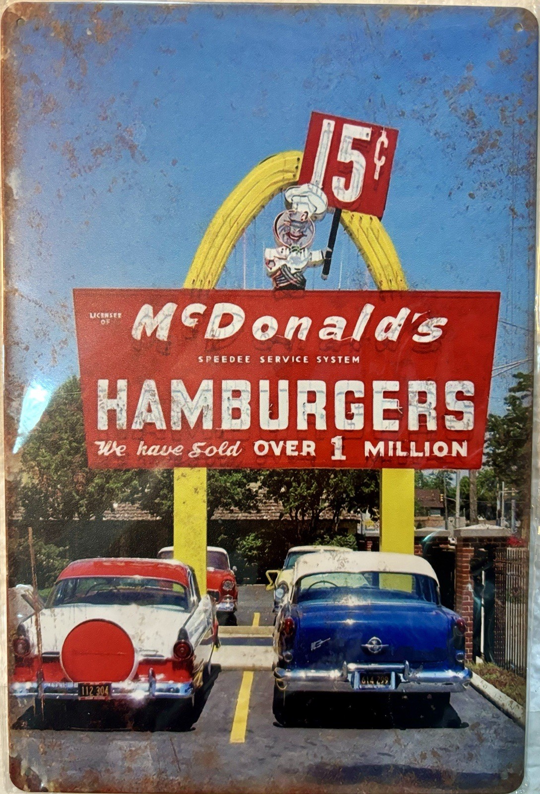 TIN SIGN 8×12 McDonalds Hamburgers Restaurant Fast Food Golden Arches Food DD24