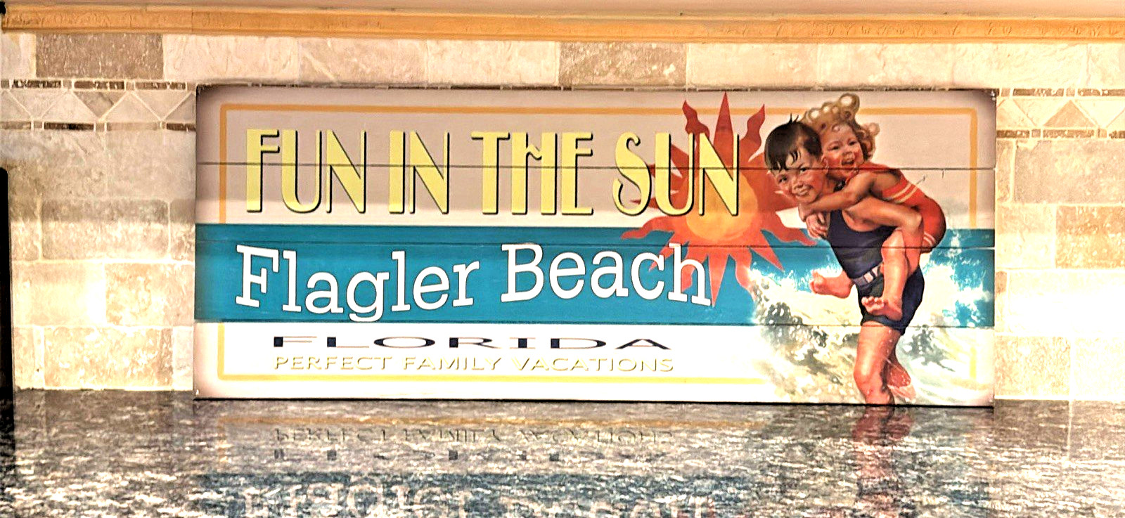 Large 36 inch Flagler Beach Florida Wooden Sign 36” x 14” Coastal Beach Decor