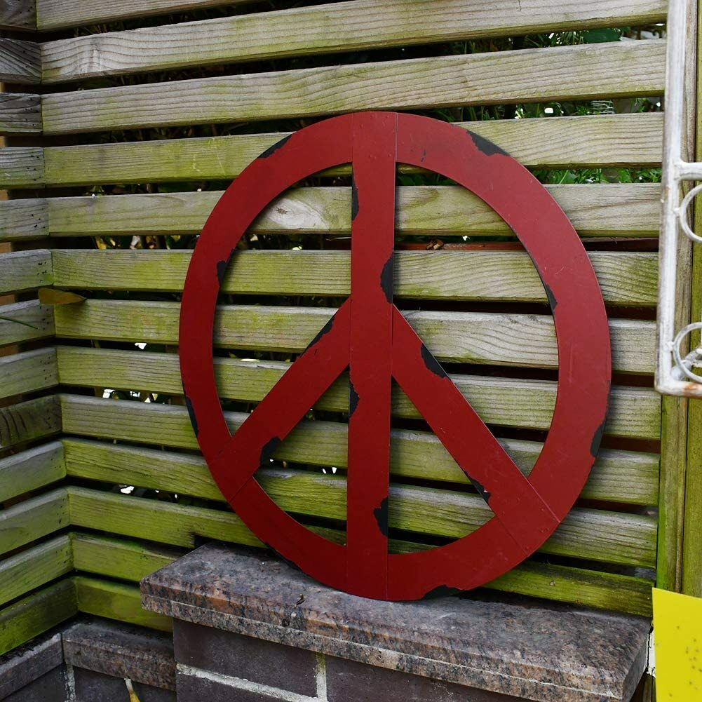 Metal Treasured Red Peace Sign Decorative Metal Hanging Peace Sign Wall DecorArt