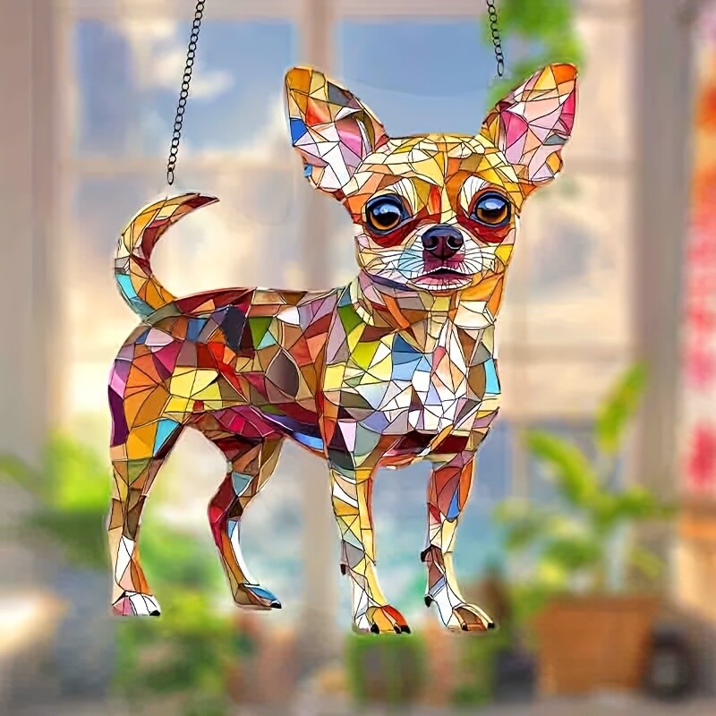 1 Piece Chihuahua Light Catcher Dog Decoration Pet Lover Gift Animal Patterns