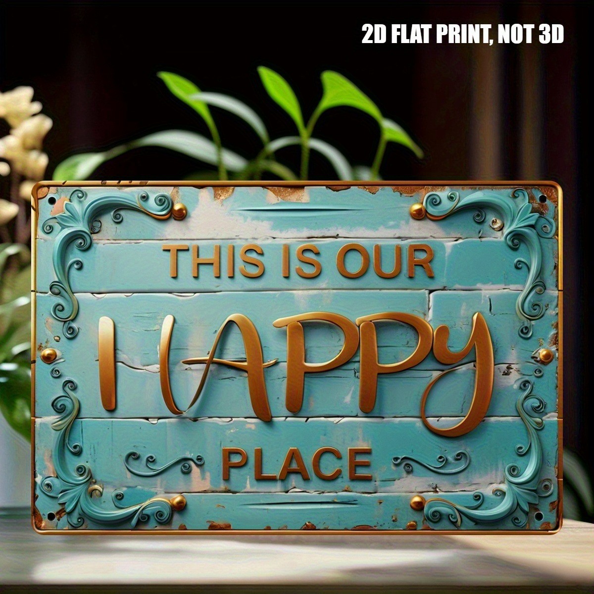 Porch Tin Sign Home Bar Farmhouse 12x8in Metal Wall Sign-This is Our Happy Place