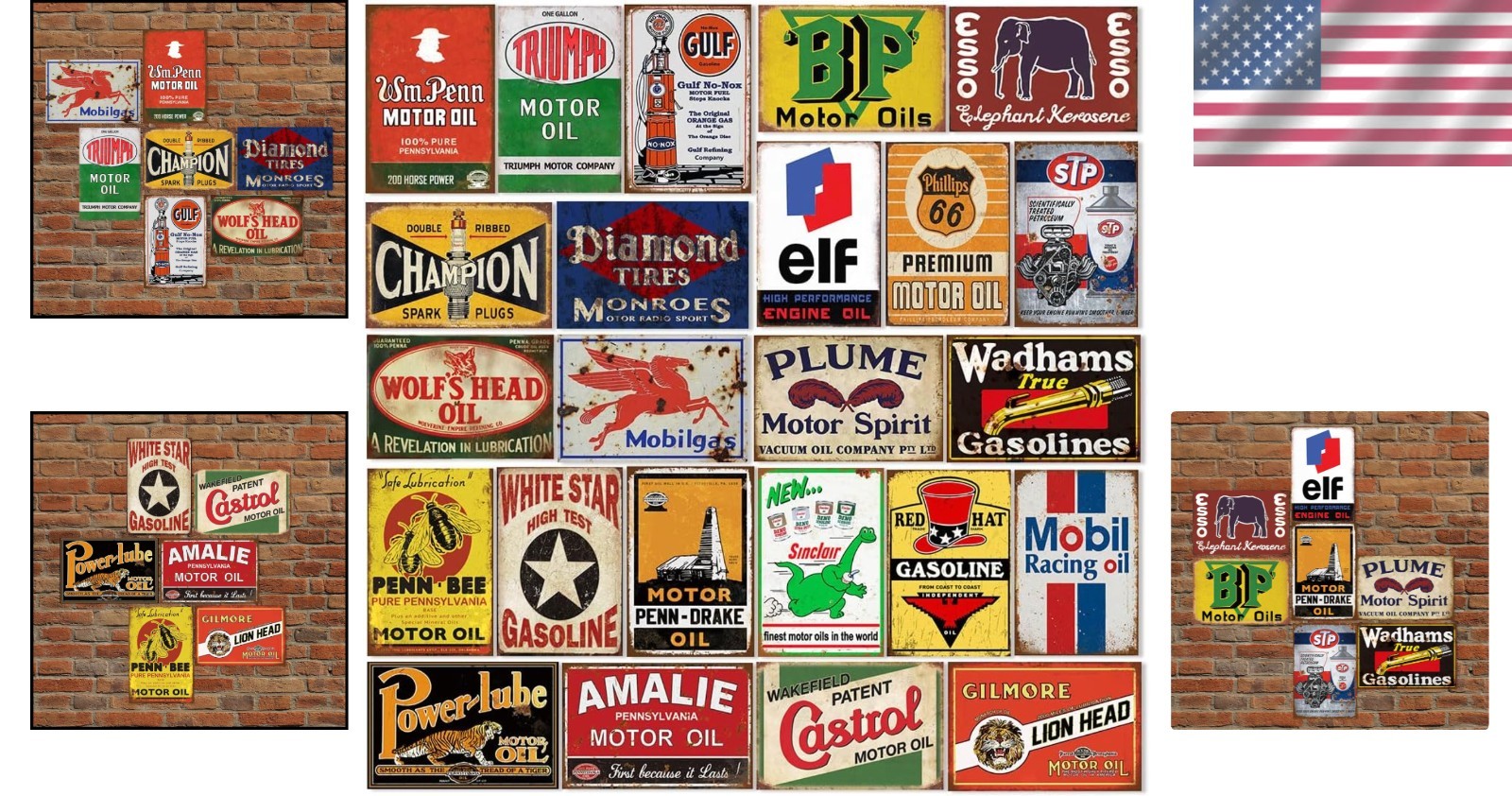 Nostalgic Tin Signs for Bar, Garage, 24 Ct