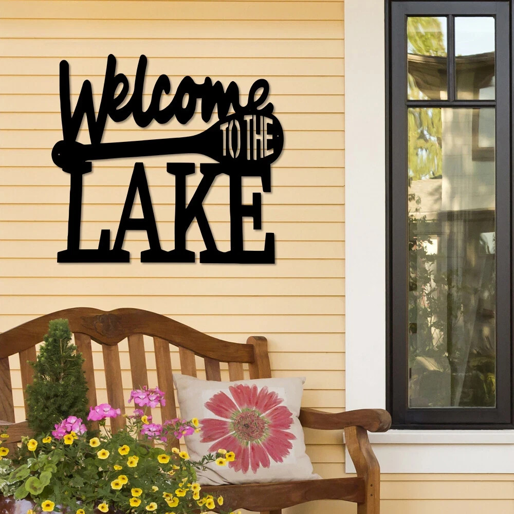 Welcome to the Lake Sign, Lake House Metal Wall Decor, Indoor Outdoor Decoration