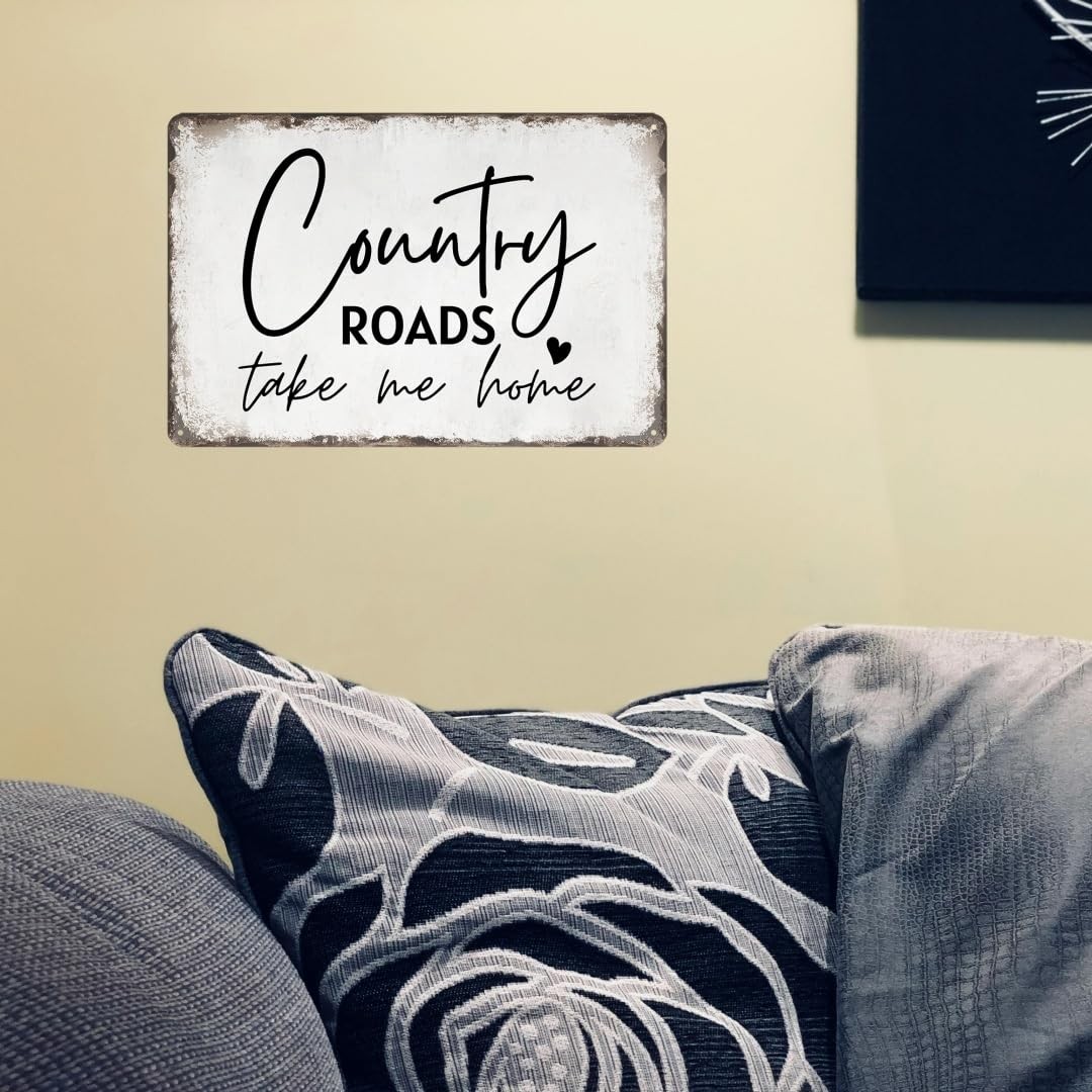 Country Roads Take Me Home Wall Decor Vintage Country Roads Matel Tin Signs W…