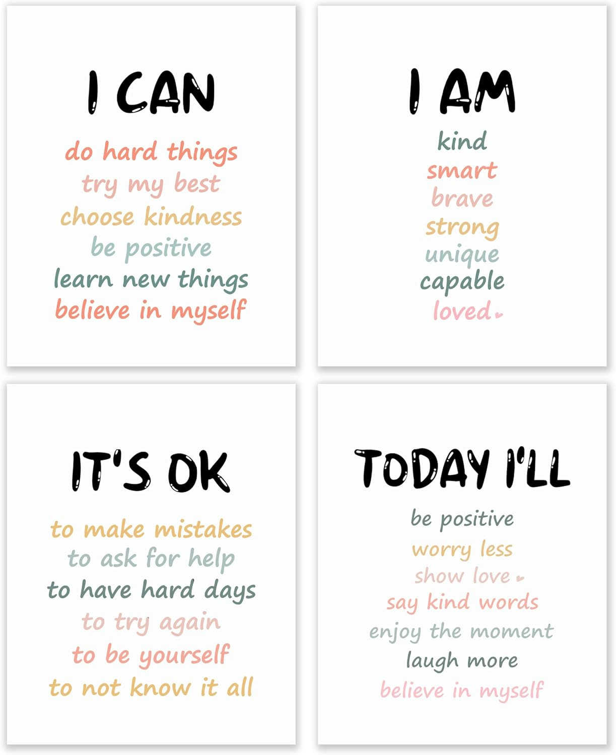 Positive Affirmation Wall Decor, Inspirational Motivational Quote Wall Art Print