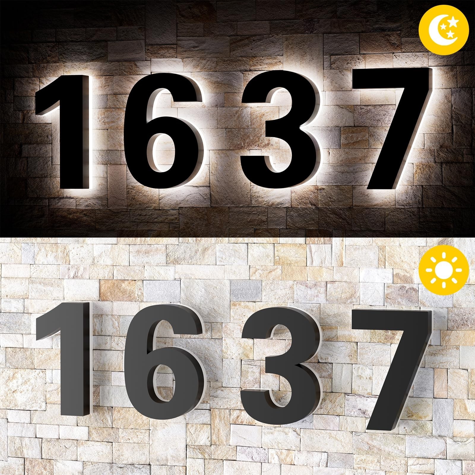 5″ LED Backlit House Numbers, Stainless Steel Lighted Address Sign, Waterproof M