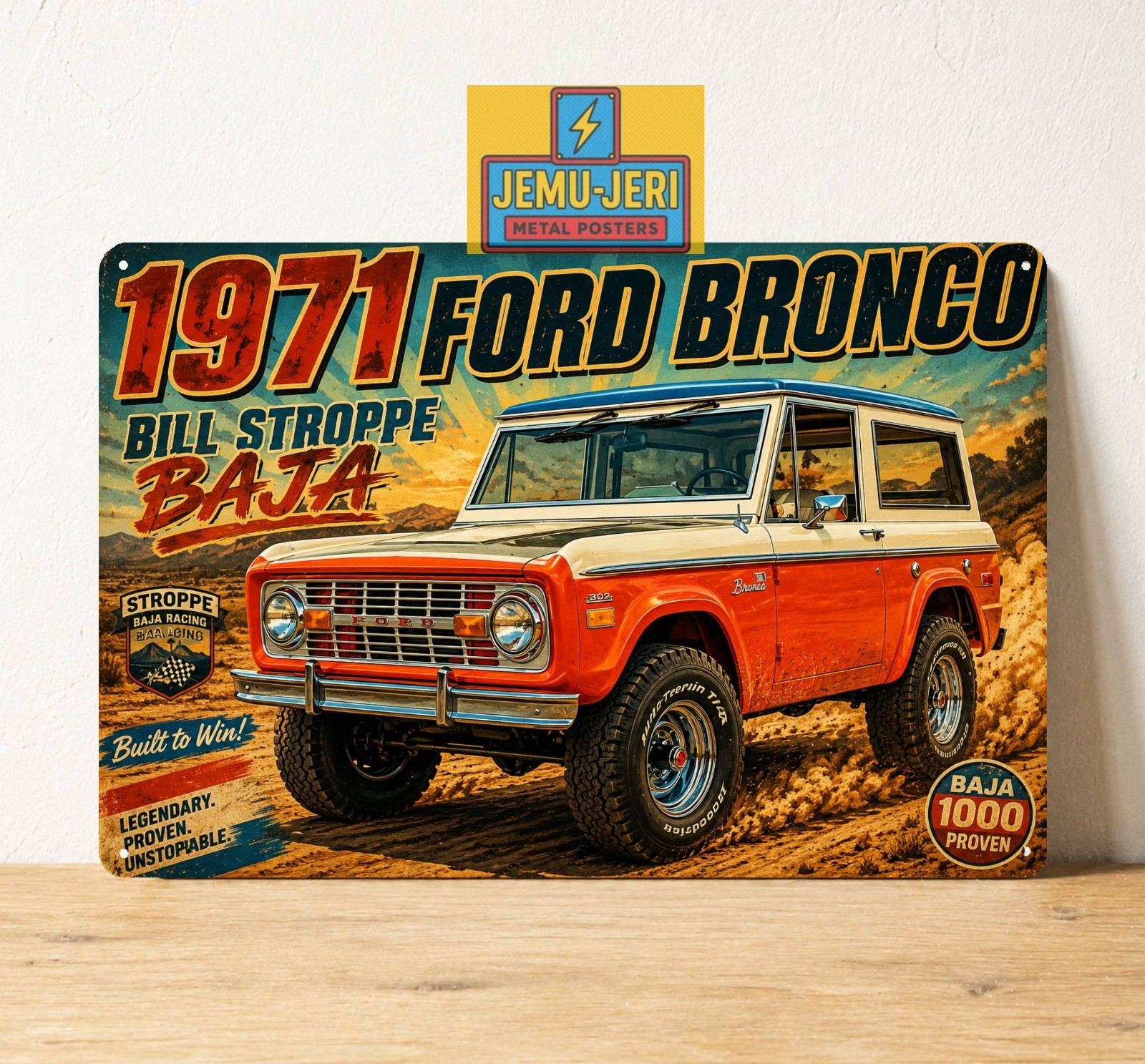 Ford Bronco Bill Stroppe Baja 1971 Car Metal Sign Poster 20x30cm