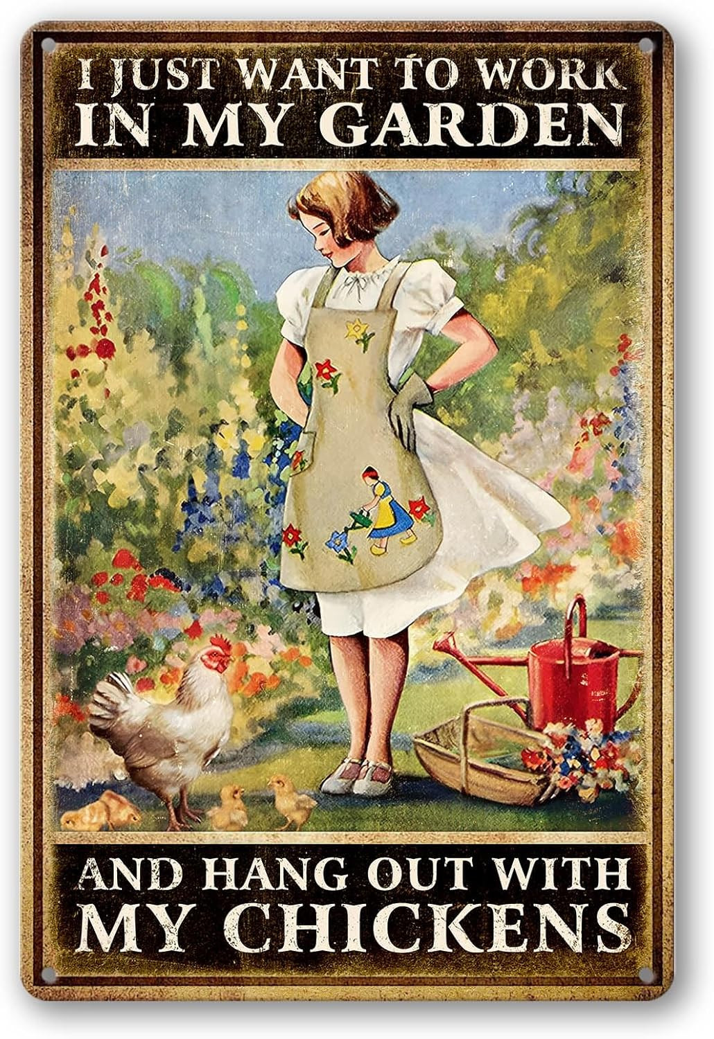 Chicken Signs for Coop Funny Garden Metal Tin Sign Vintage Chicken Sign Decor