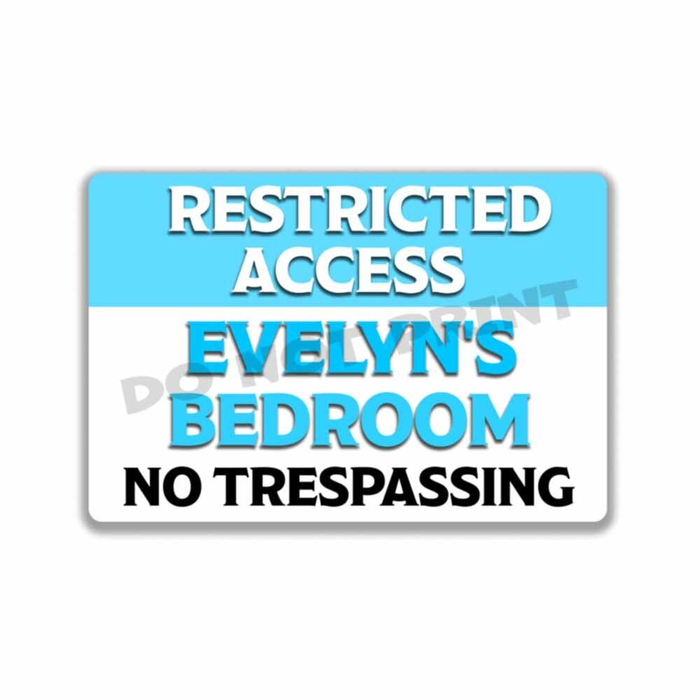 Mia Baby Girls Bedroom Personalized Room Blue RESTRICTED ACCESS Metal Sign 8×12