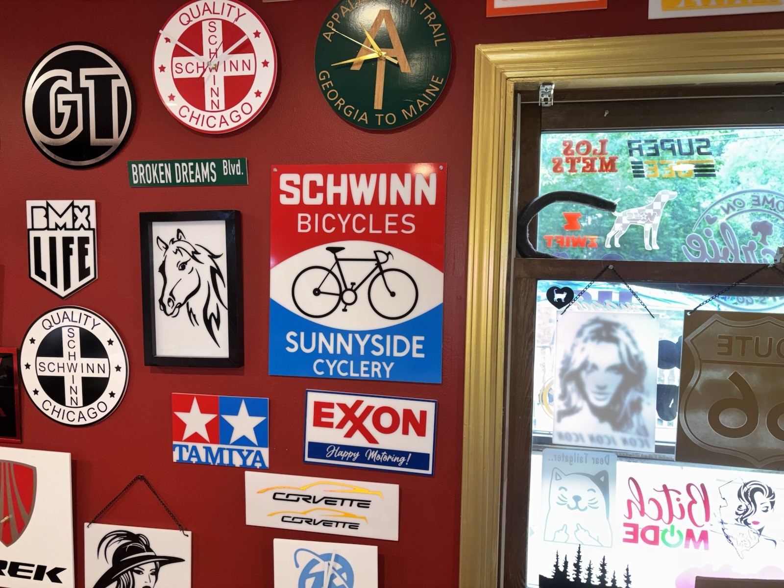 VTG Style Schwinn HANDMADE Acrylic Sign Personalized w/YOUR Shop Name! Bikes