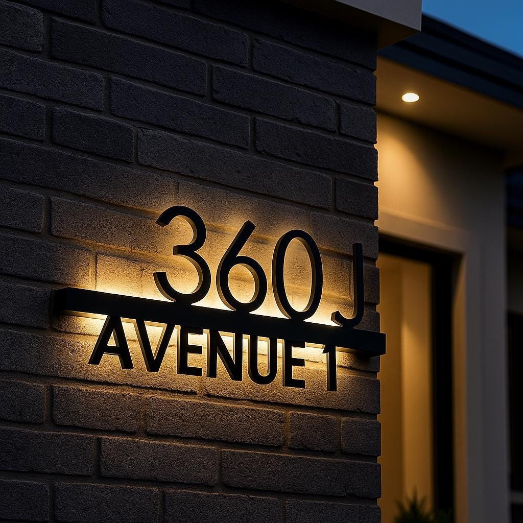 Custom LED Backlit House Number Sign, Personalized Modern Address Plaque