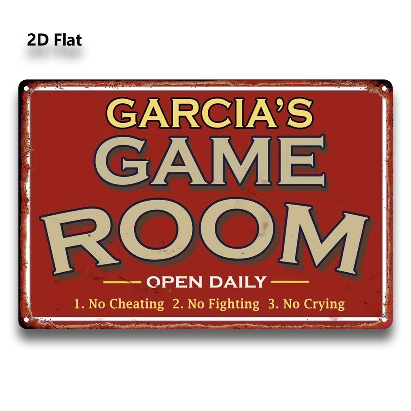 20.32*30.48 cm Metal Sign “Garcia Game Room”