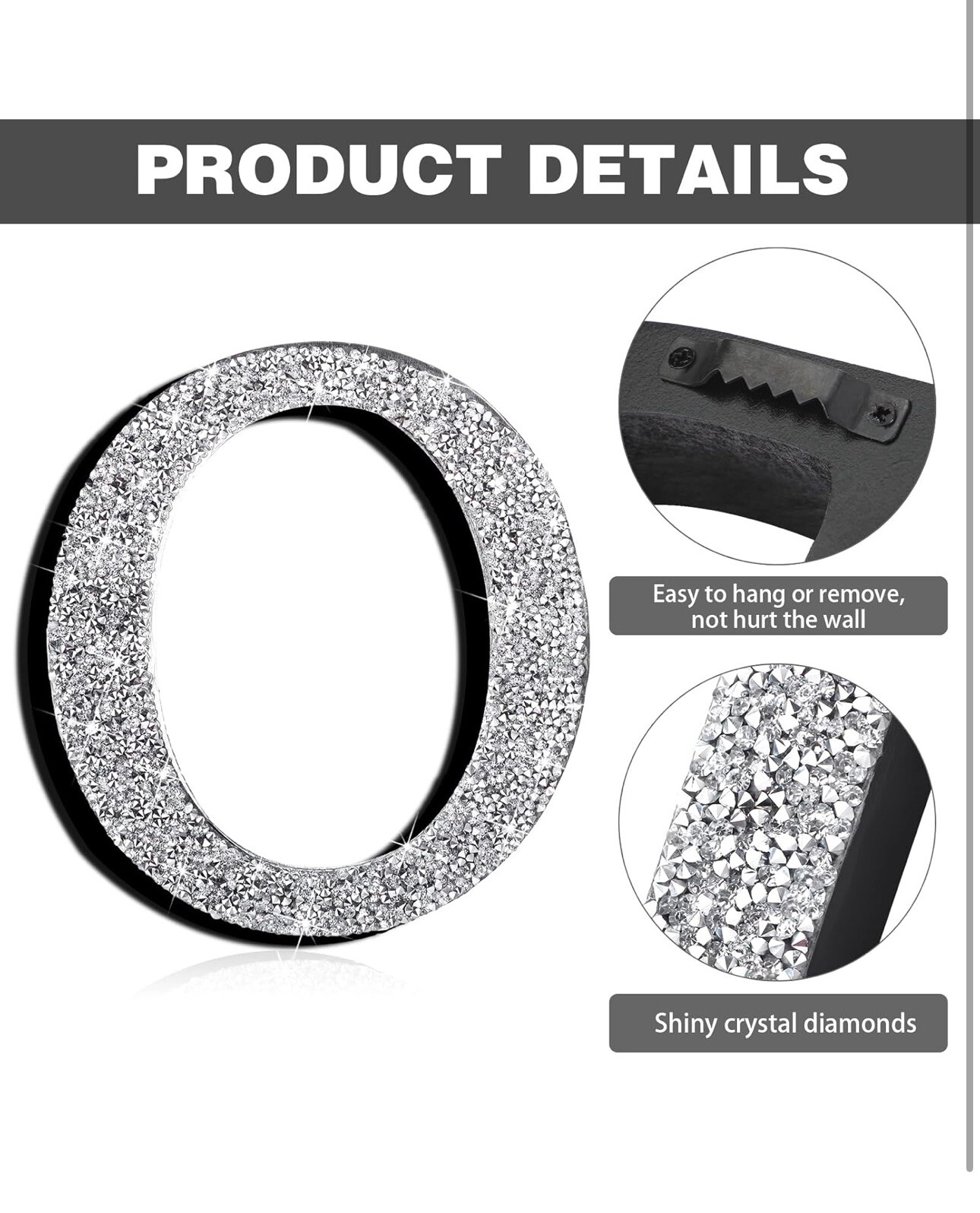 5.7 Inch Crystal Diamond Letters Hanging Letter For Wall Decor Craft Letter O