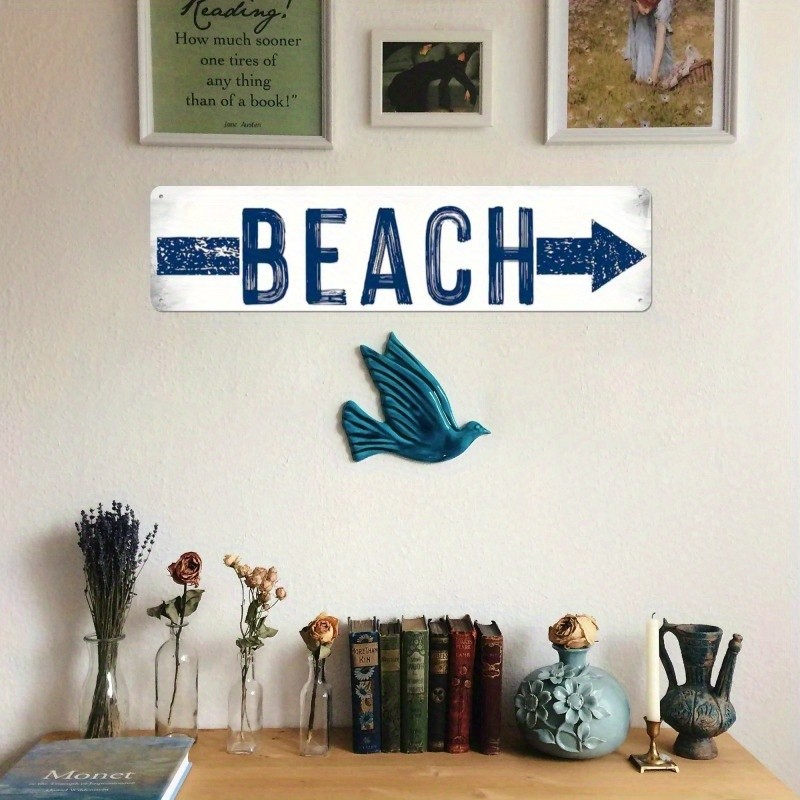 1pc Vintage Beach Sign Arrow 15.74×3.93in Wood Art