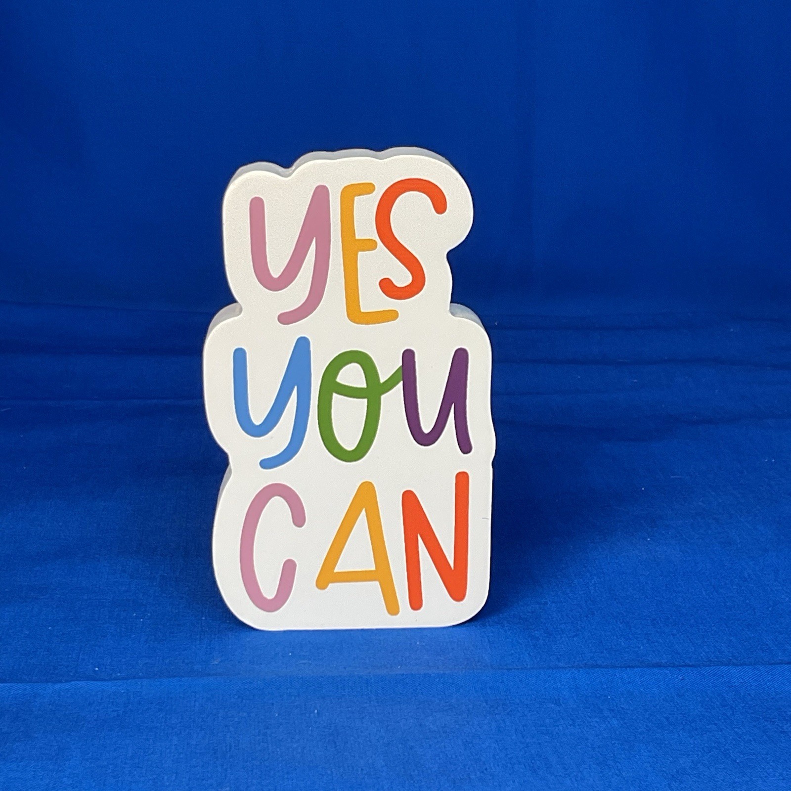 Colorful “Yes You Can” Wooden Block Sign – Inspirational Desk Decor & Motivation