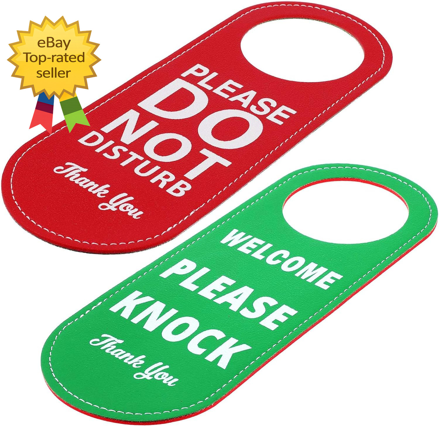 PU Leather Do Not Disturb Welcome Please Knock Door Knob Privacy Sign Double Sid