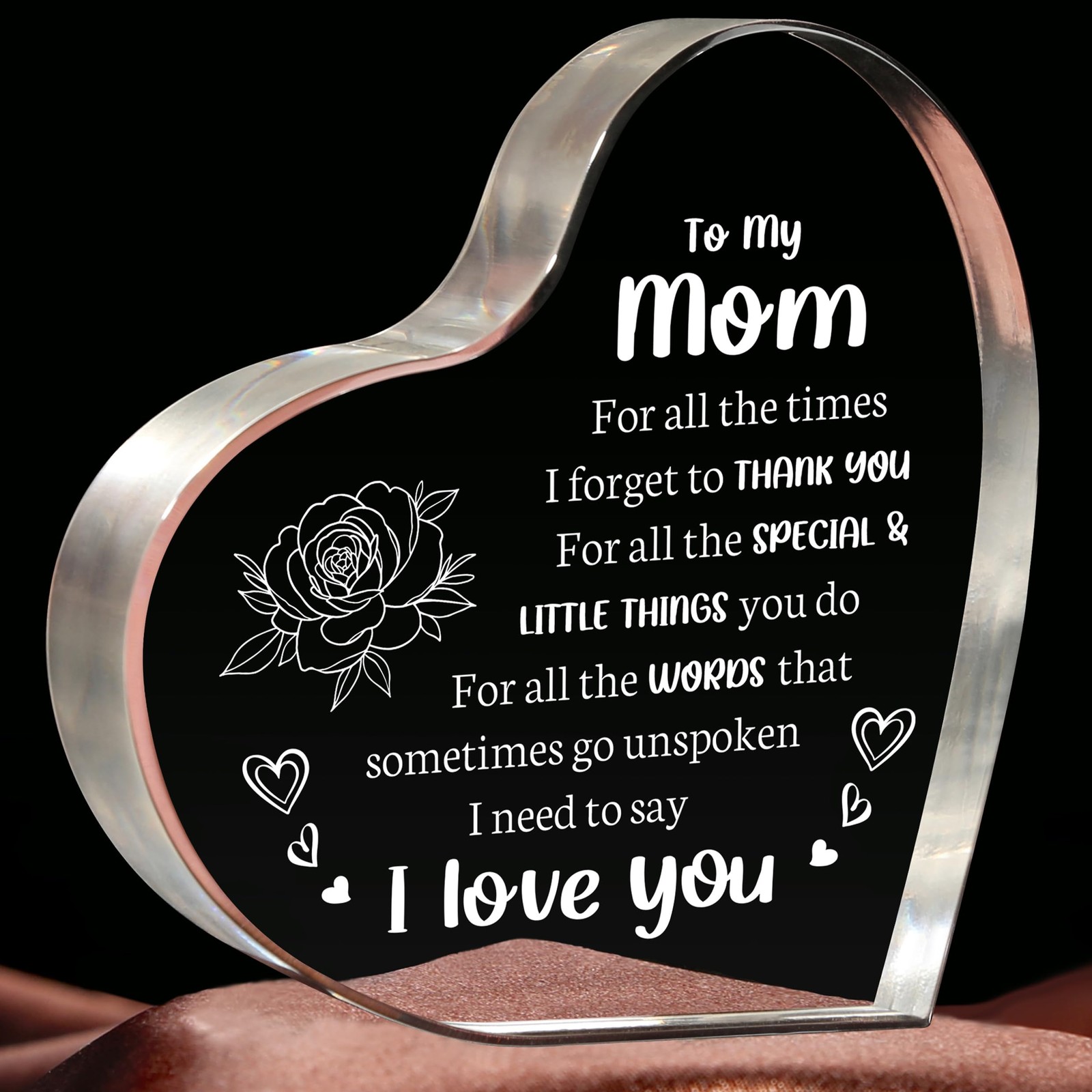 Mom Gifts for Mother’s Day, I Love You Mom Acrylic Keepsake Birthday Gifts f…