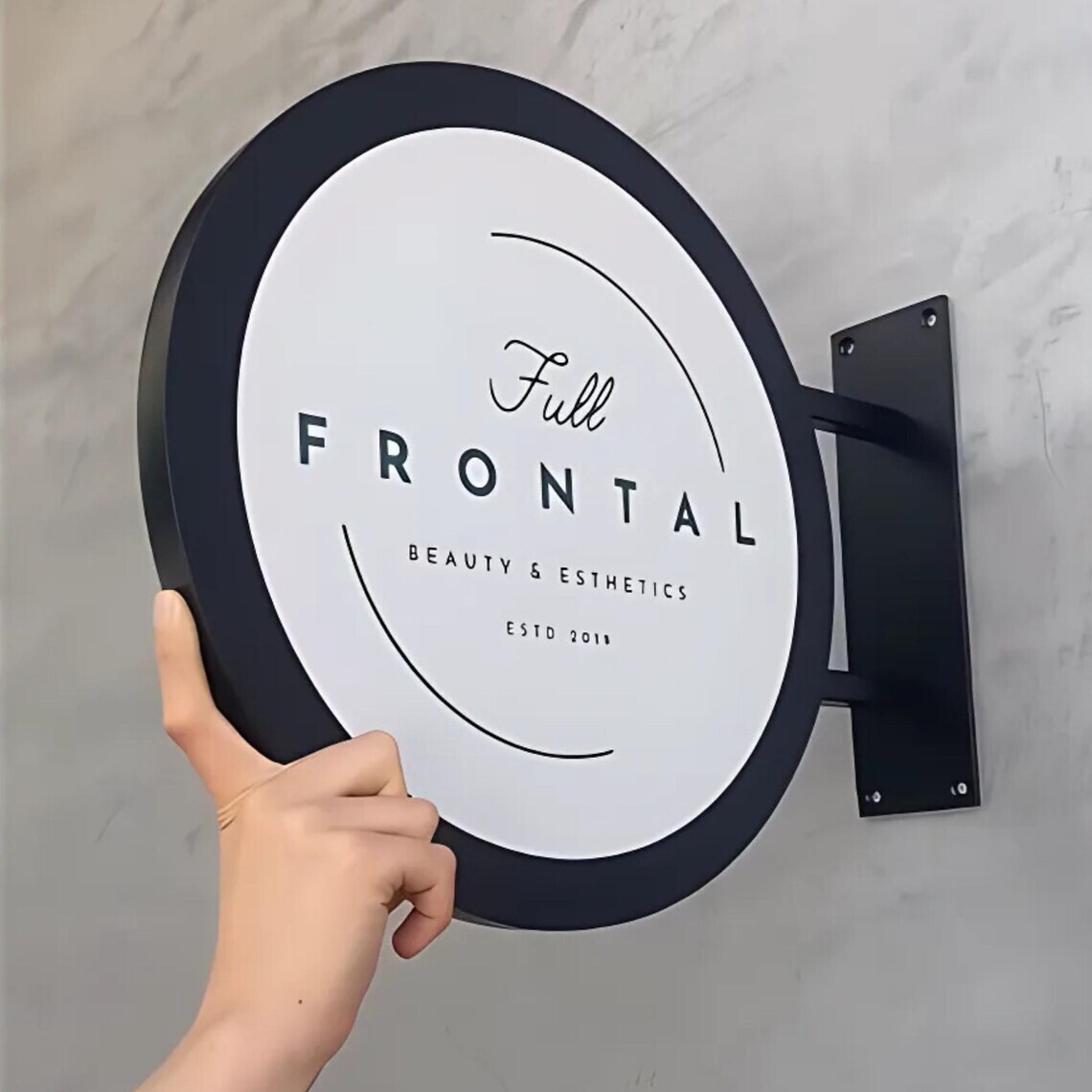 Wall-Mounted Round Blade Sign | Double-Sided Outdoor Business Logo Sign