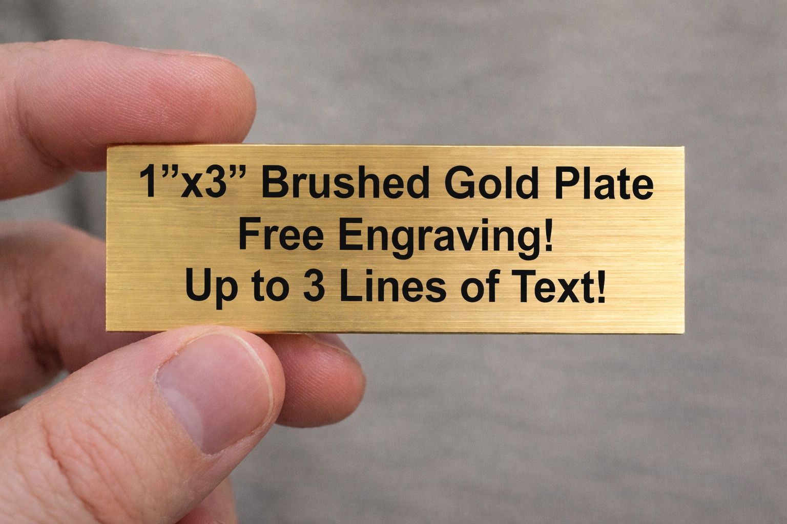 Custom Engraved 1″x3″ Brushed Gold Tone Plaque / Sign Plate Nameplate Label