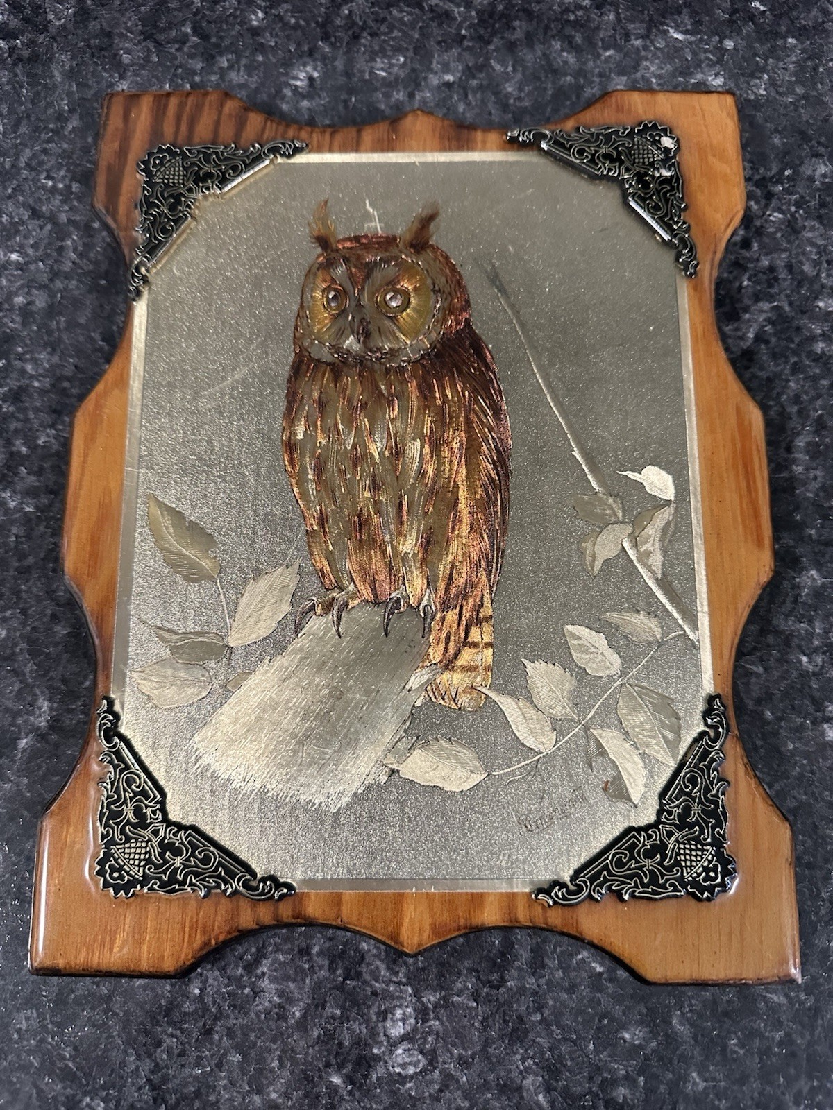 2 Vintage Hand Made Owl Picture Wood Plaques – Clear Polyurethane Covered
