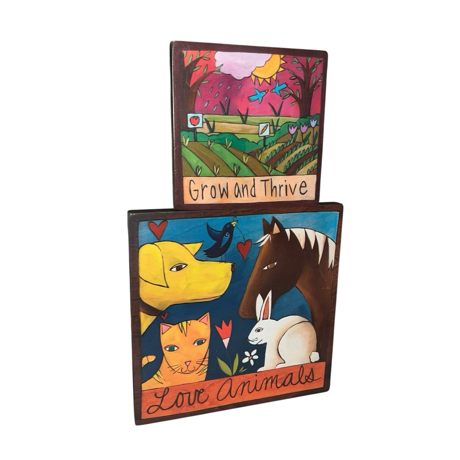 Sincerely, Sticks – “Fur Babies” 9x9in & “It’s Painting Time” Wooden Plaque Lot