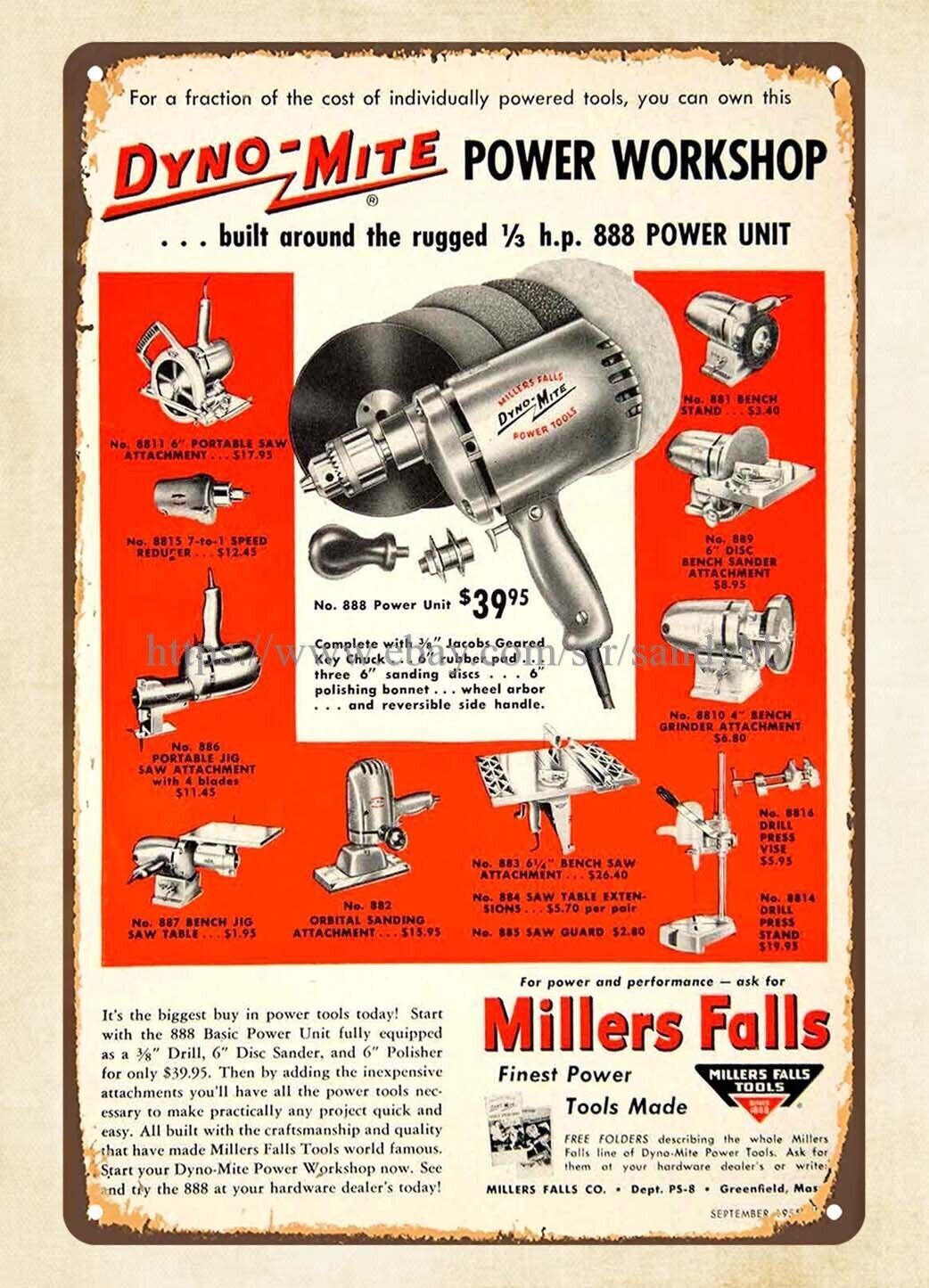 1955 metalworking carpentry Power Unit Tool Saw tin sign garage man cave