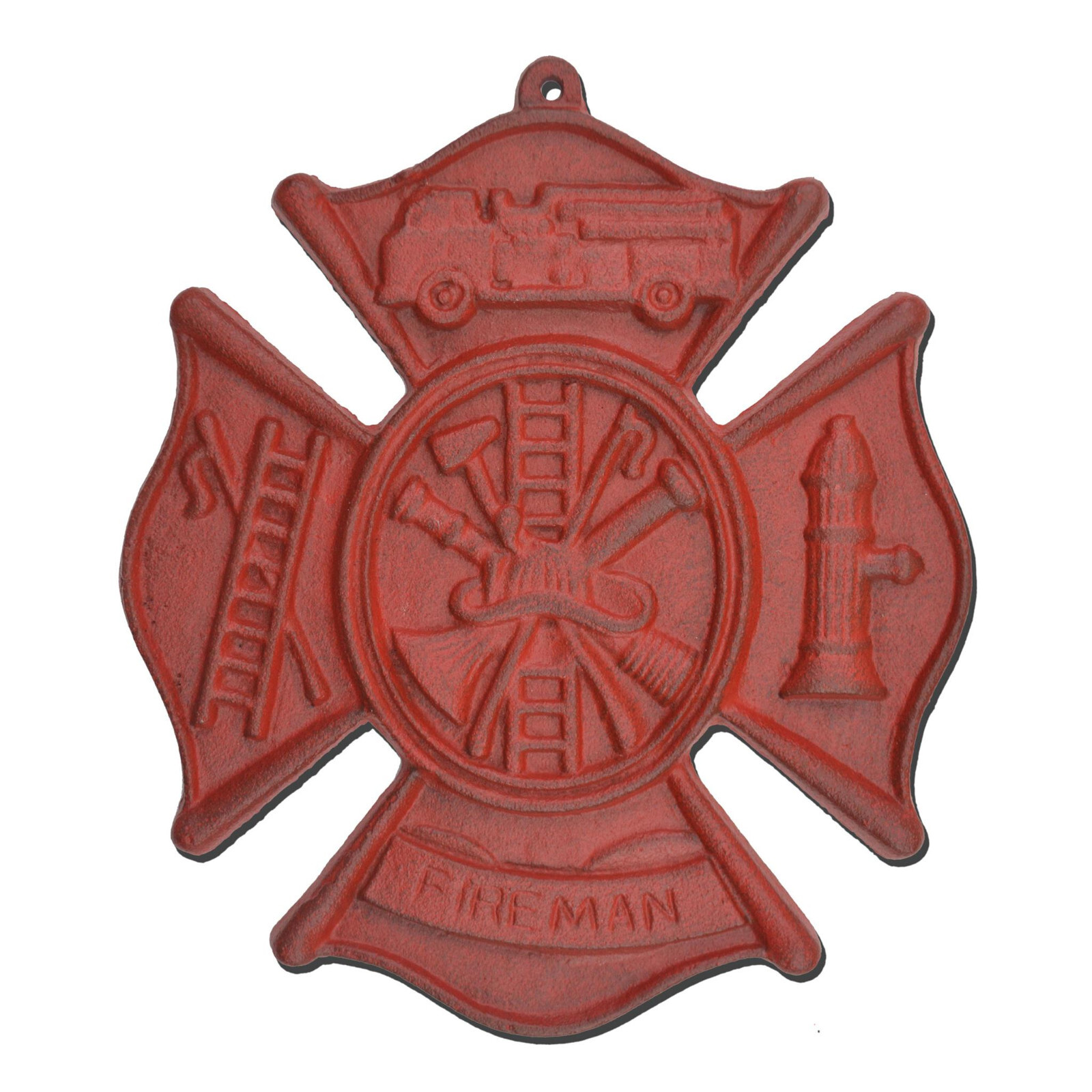 Flag Emotes Firefighting Wall Decor Sign Cast Iron 7.75″ Hook & Ladder Plaque