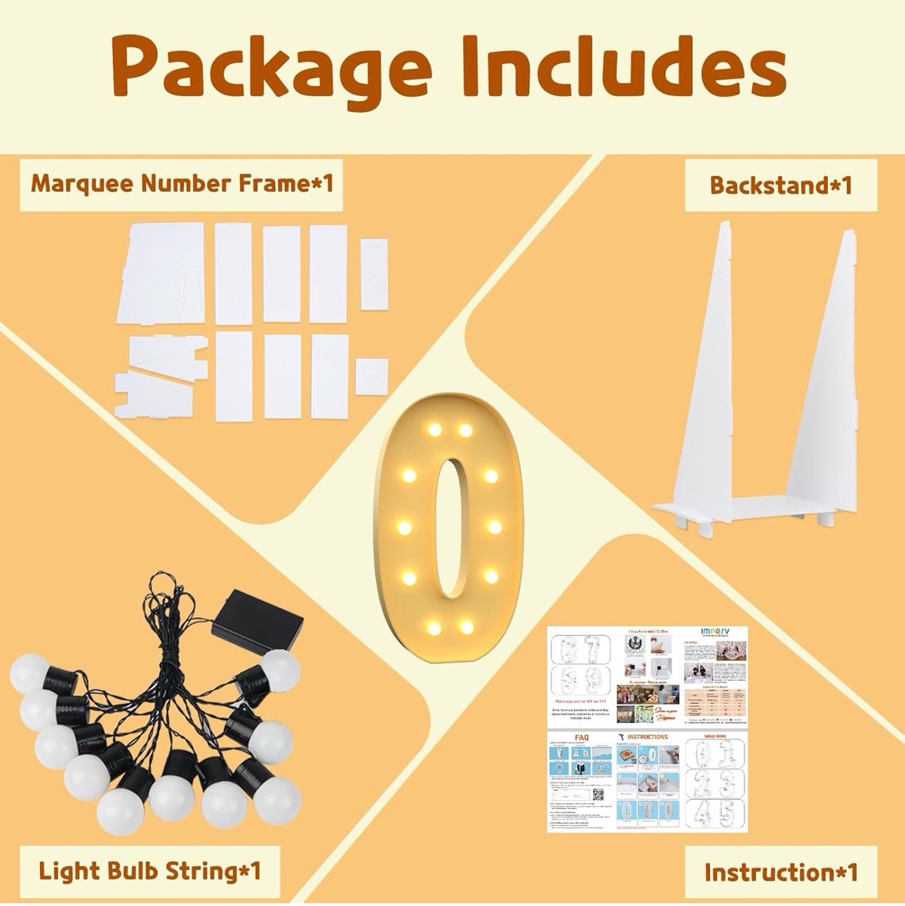 Imprsv 4 Ft Light Up Marquee Number 0 Pre Cut Foam Board Brand New