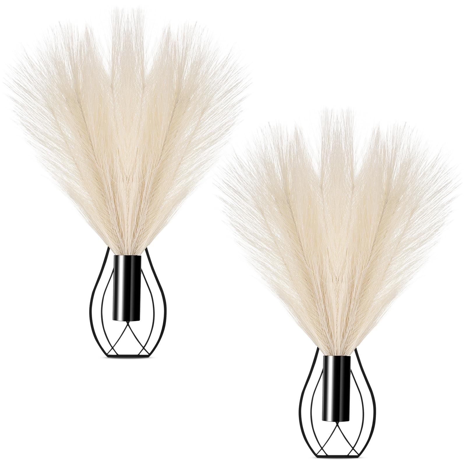 2 Pieces Hanging Plant Wall Decor with Artificial Pampas Grass Metal Hanging …