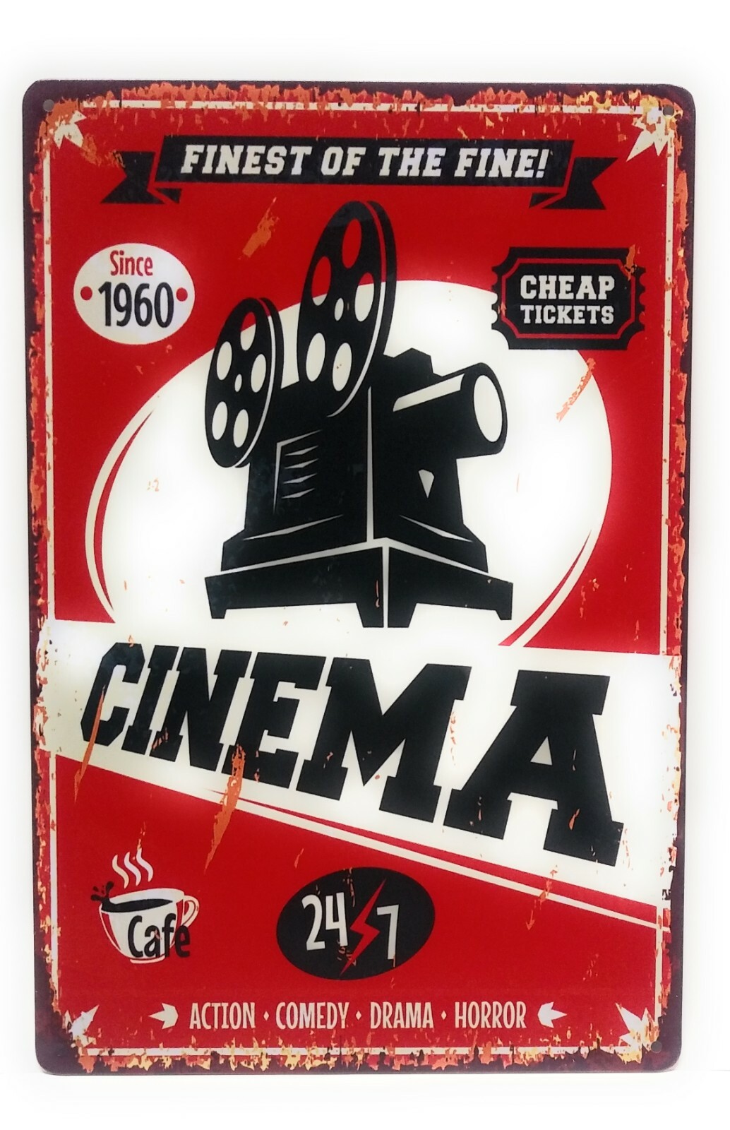 Vintage Replica Movie room Cinema Tin Sign, 8-in by 12-in