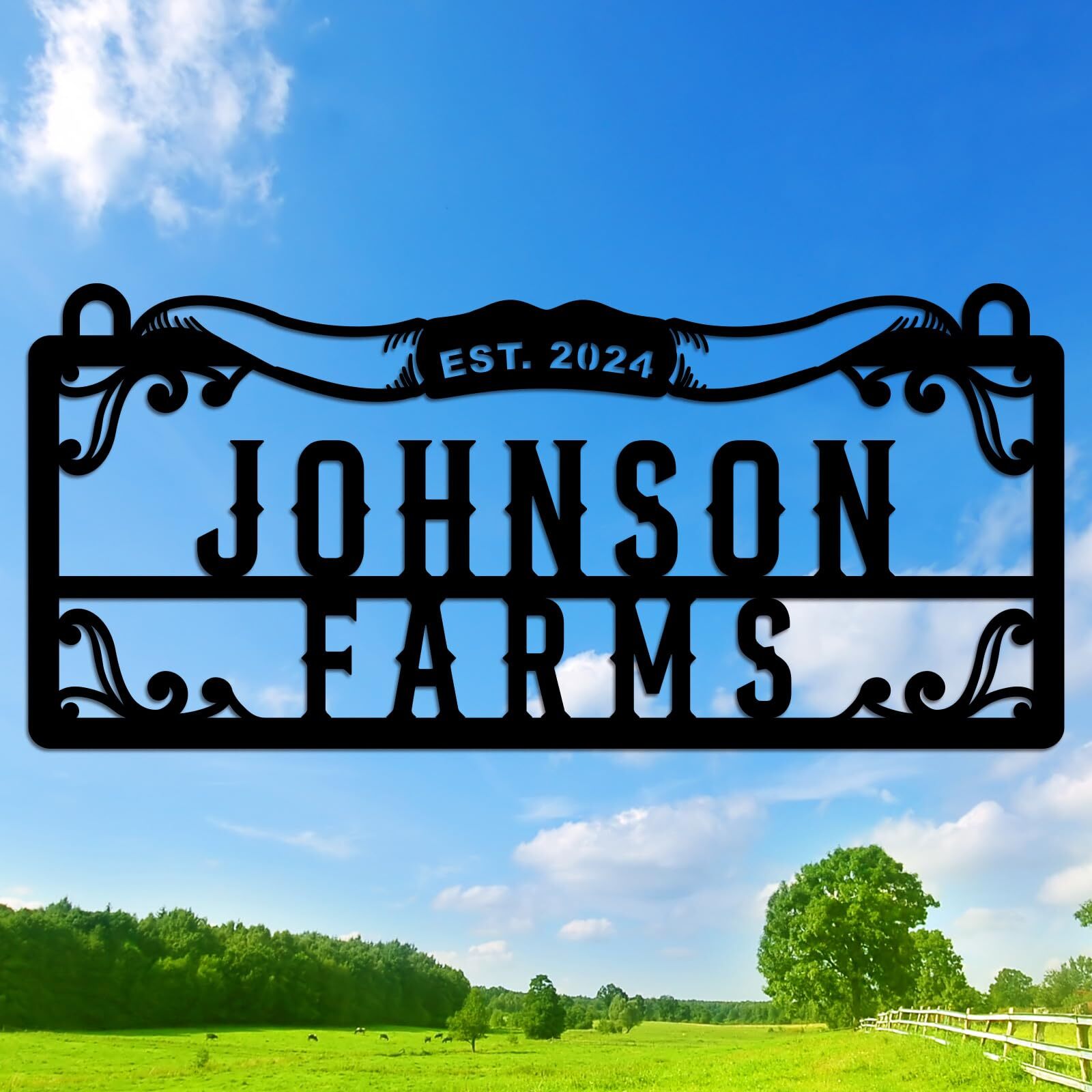 Personalized Metal Farmhouse Sign,Custom Metal Farm Sign,Metal Family Name Sign