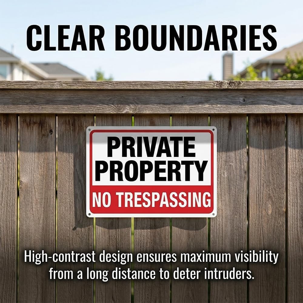 2-Pack No Trespassing Signs Private Property Metal Sign 10 x 7 In Aluminum