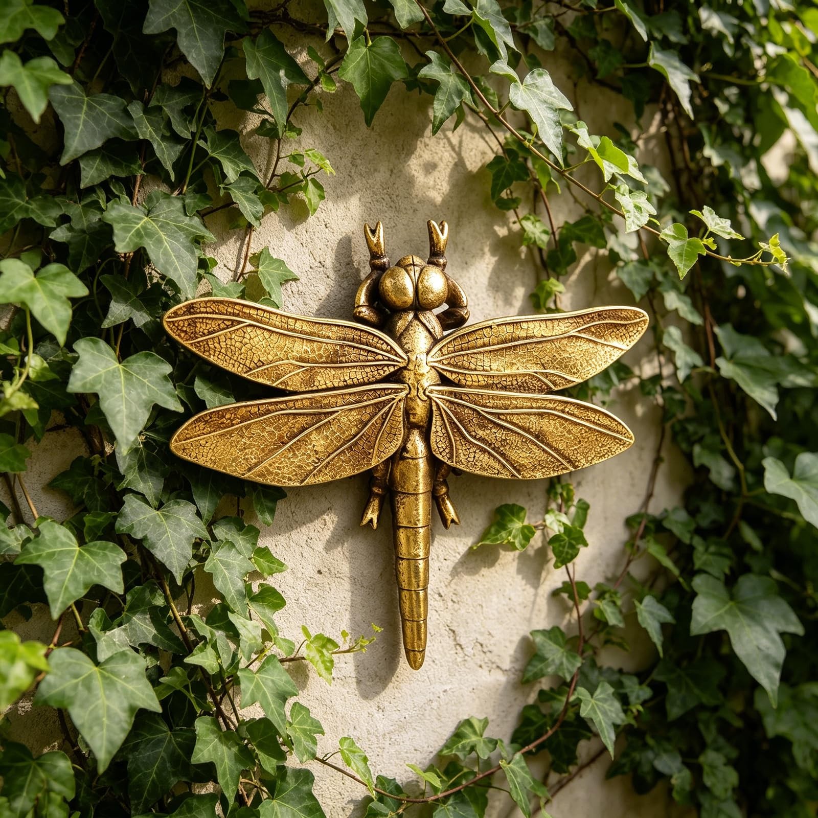 Large 3D Gold Dragonfly Wall Decor