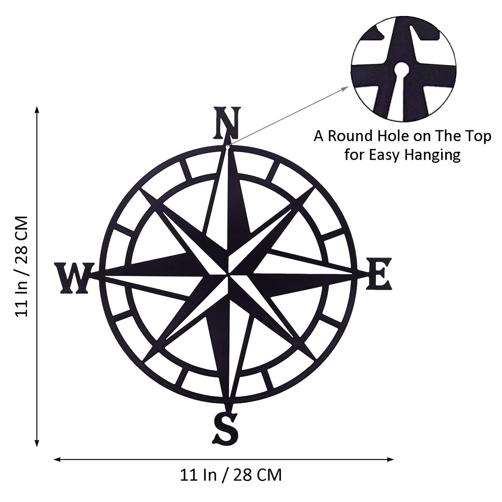 11 Inches Metal Decorative Nautical Compass Wall Decor, Living Room Bedroom O…