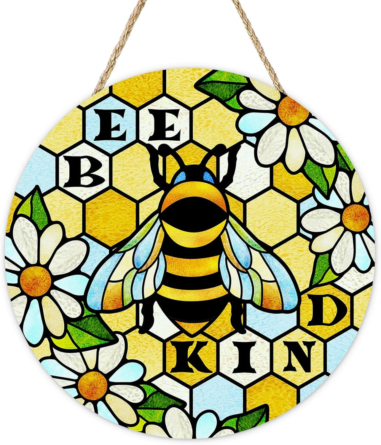 Welcome Spring Summer Bumble Bee Front Door Sign Honeybee Wooden Wreath Decor