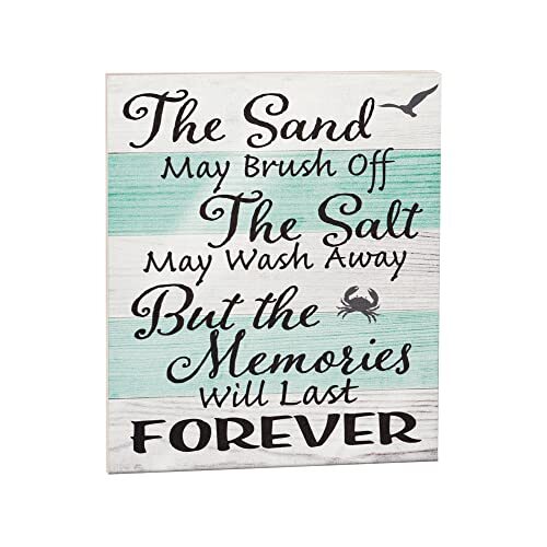 JennyGems Beach House Decor Sign, The Sand May Brush Off Memories Will Last